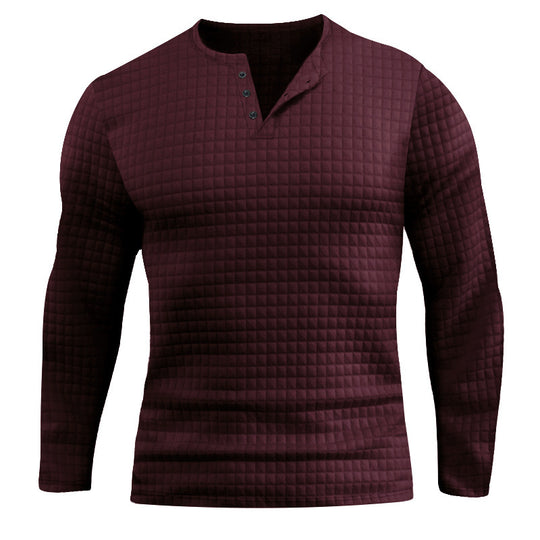 Herren Langarmshirt mit strukturiertem Design und modischem Knopfverschluss EB