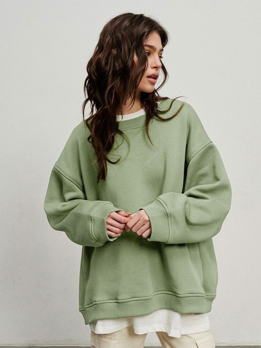 Damen Oversized Sweatshirt im lässigen Stil mit übergroßen Ärmeln und elastischen Bündchen EB