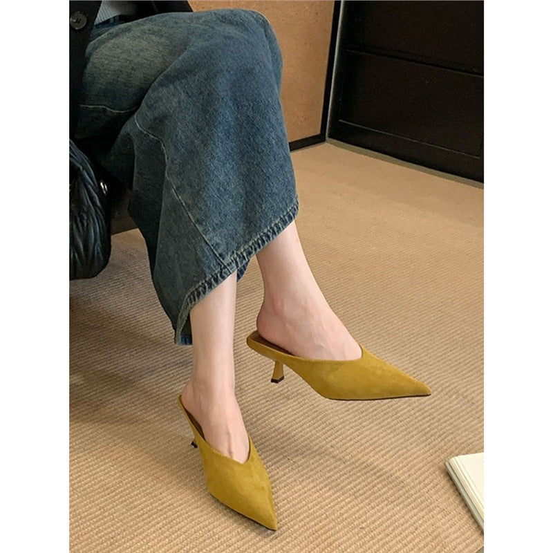Damen elegante Slingback Mules mit spitzem Design EB