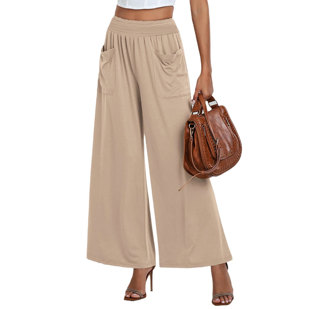 Damen Weite, luftige Palazzo-Hose mit elastischem Bund und praktischen Taschen EB