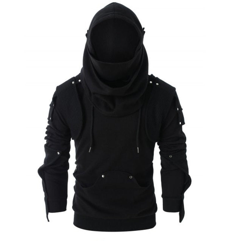 Herren stylischer Hoodie mit innovativem Kragen und praktischen Taschen EB