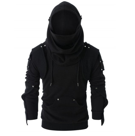 Herren stylischer Hoodie mit innovativem Kragen und praktischen Taschen EB