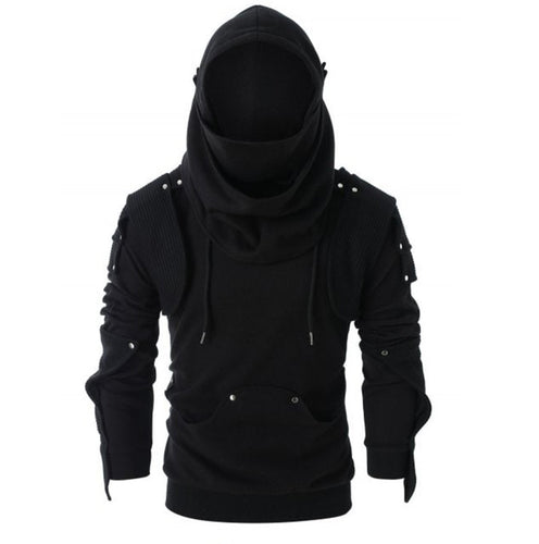 Herren stylischer Hoodie mit innovativem Kragen und praktischen Taschen EB
