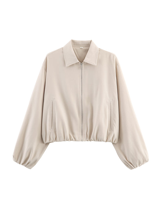 Damen lässige Übergangsjacke mit elastischen Bündchen EB