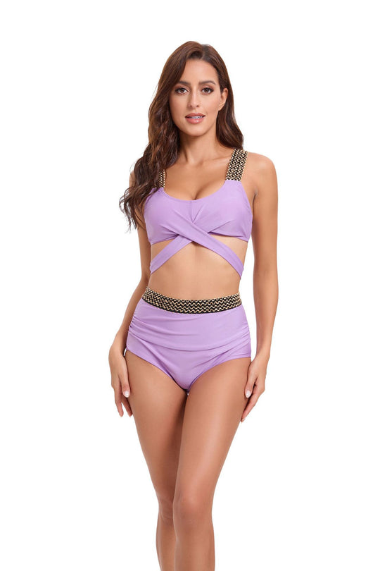 Damen Sportliches Bikini-Set mit raffiniertem Wickeldesign und verstellbaren Trägern EB