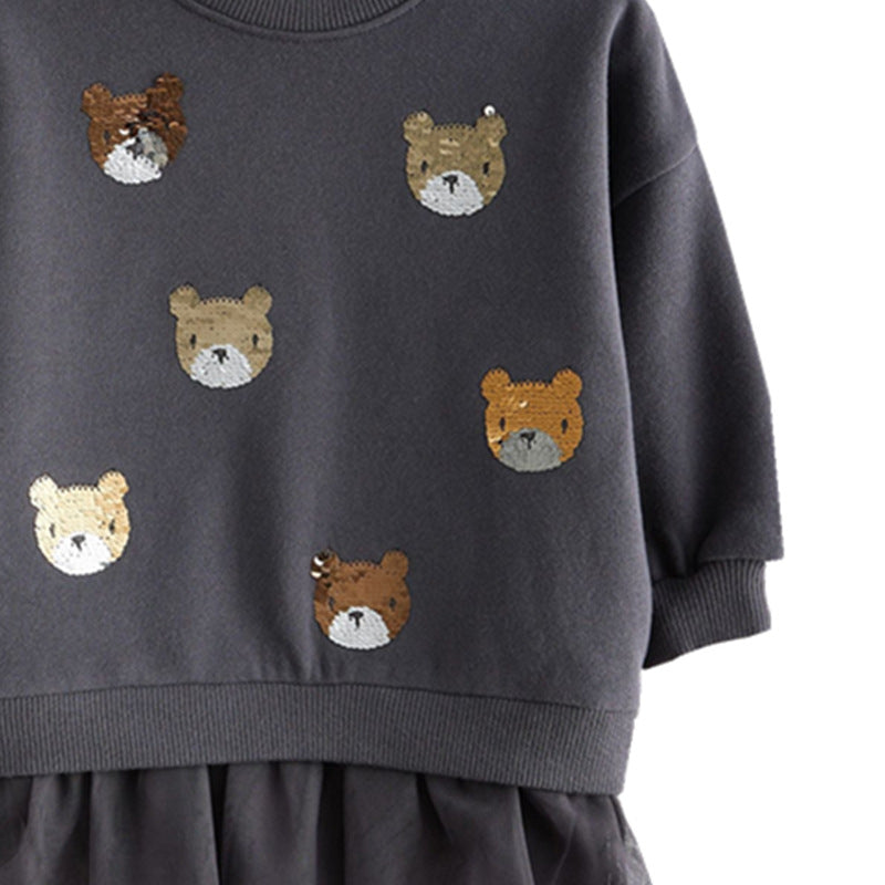 Mädchen Sweatshirt mit Tüllunterrock und tierischen Applikationen EB