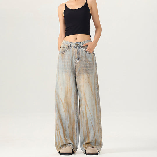 Damen Weite Jeans mit einzigartigem Waschdesign und lässigem Schnitt EB