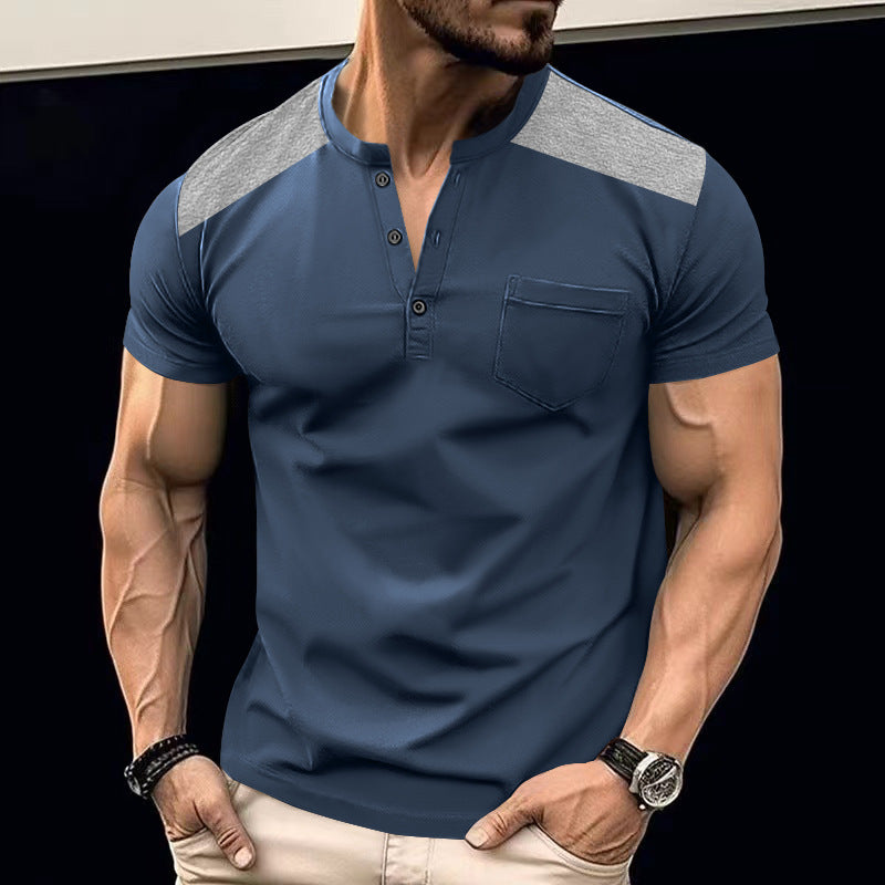Herren Kurzarm-Henley-Shirt mit strukturiertem Design und praktischen Knöpfen EB