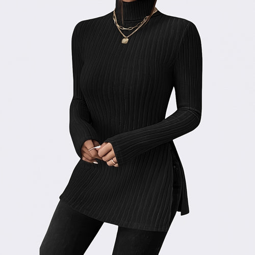 Damen Modischer Rollkragenpullover mit angesagter Rippstruktur EB