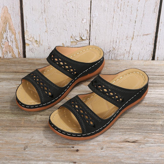 Damen Komfortable Sandalen mit dekorativem Riemendesign und gepolsterter Innensohle EB