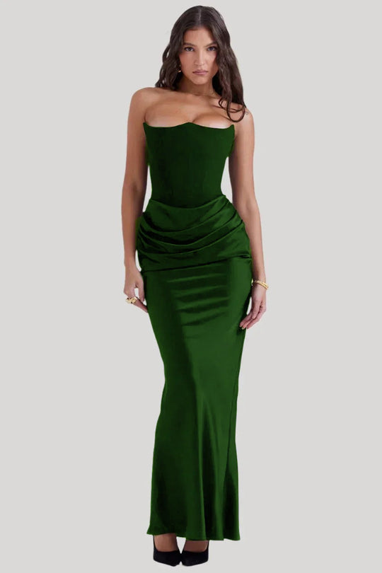 Damen Elegantes Abendkleid mit tiefem Dekolleté und drapierten Details EB