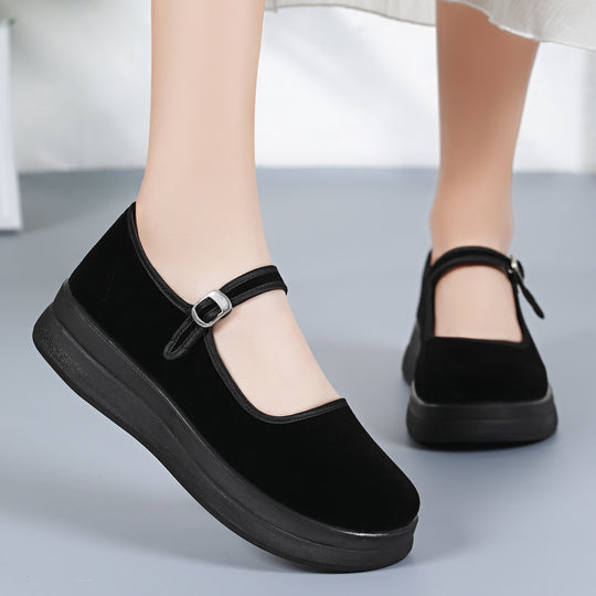 Damen nan Mary-Jane Plateau-Slipper mit verstellbarem Riemen und orthopädischer Komfortsohle EB