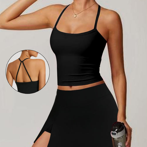 Damen Sportliches Tanktop mit kombiniertem Minirock EB