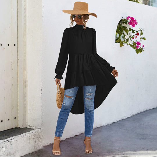 Damen Tunika mit gerafftem Design und asymmetrischem Saum EB