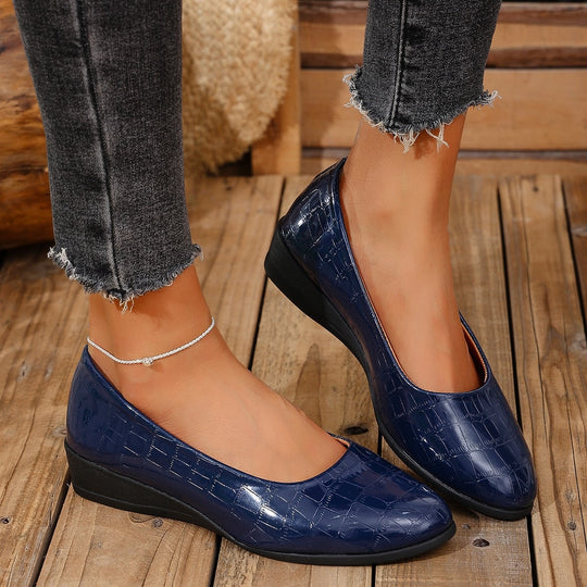 Damen Elegante und komfortable Ballerinas mit modischem Krokopattern EB
