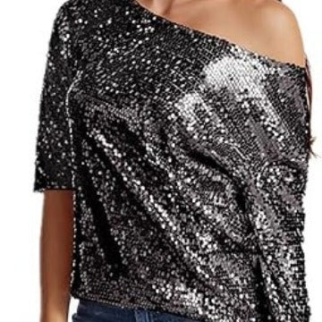 Damen Glitzernde Pailletten-Bluse EB