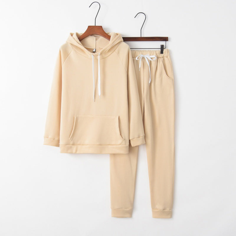 Damen Hausanzug-Set aus weichem Fleece mit Kapuzenpullover und Jogginghose EB