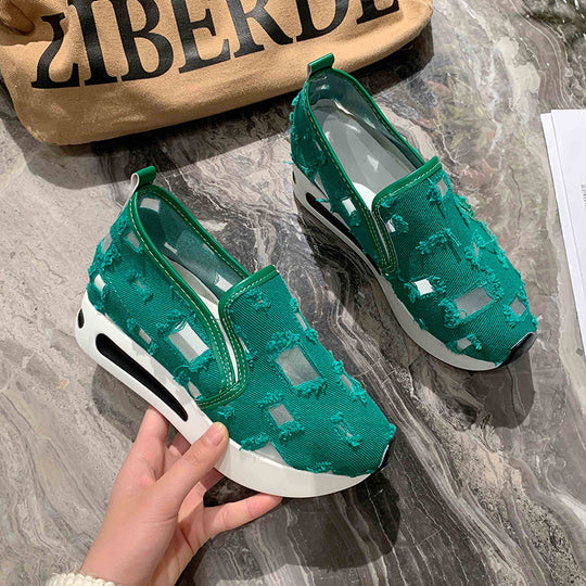 Damen Slip-On Sneakers mit atmungsaktiver Mesh-Oberfläche und elastischem Innenfutter EB