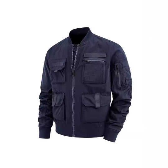 Herren taktische Bomberjacke mit multifunktionalen Taschen und Stretchbündchen EB