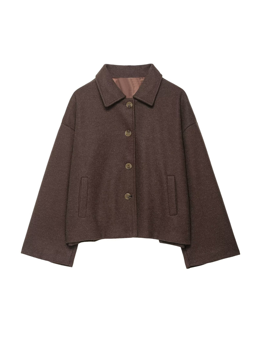 Damen Oversize Wolljacke mit dekorativen Knöpfen EB