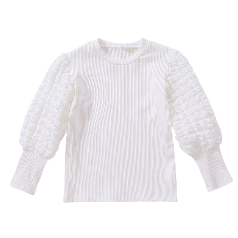 Damen modischer Pullover mit voluminösen Rüschärmeln EB