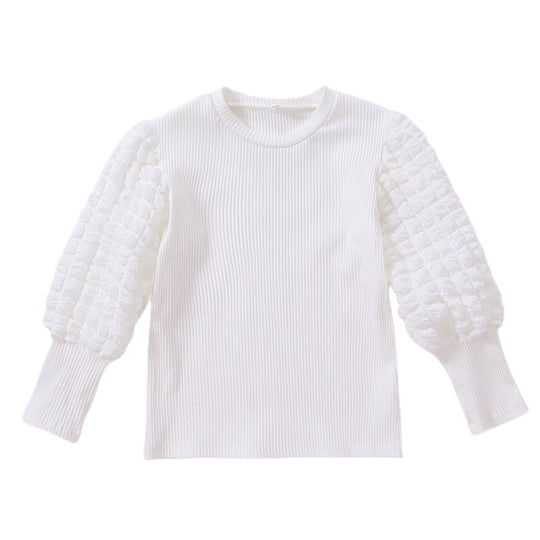 Damen modischer Pullover mit voluminösen Rüschärmeln EB