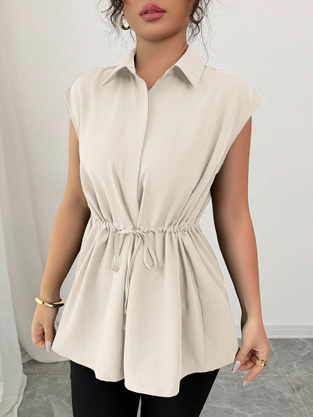 Damen lässige Bluse mit tailliertem Schnitt EB
