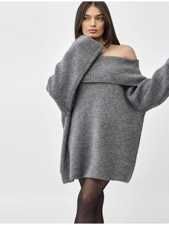 Damen Off-Shoulder-Pulloverkleid aus weicher Strickqualität EB
