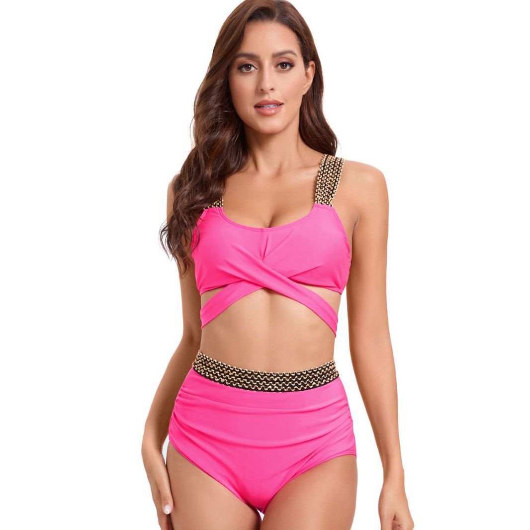 Damen Sportliches Bikini-Set mit raffiniertem Wickeldesign und verstellbaren Trägern EB