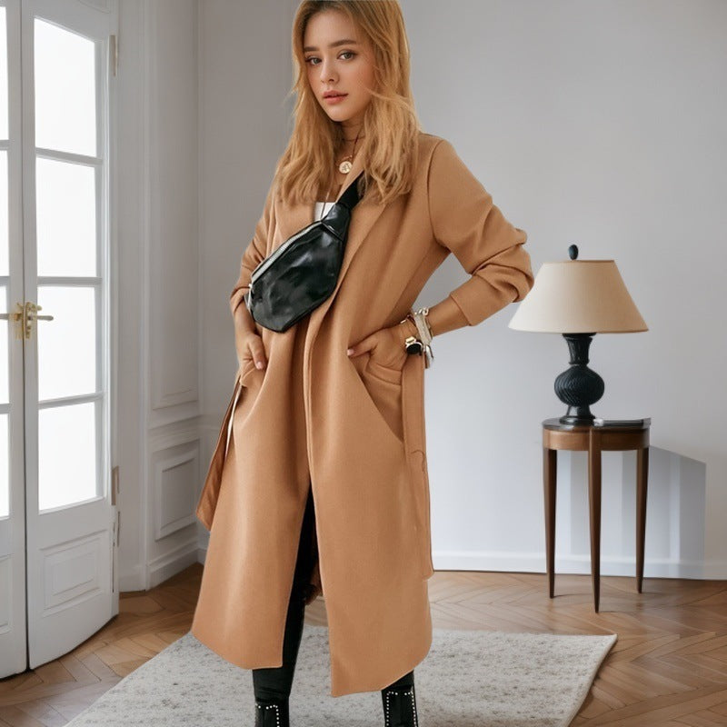 Damen modischer Longblazer mit praktischem Taschen EB