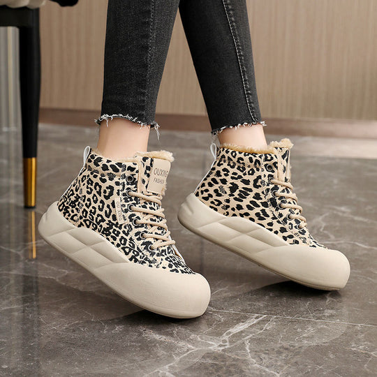 Damen modische High-Top Sneakers mit kuscheligem Innenfutter EB