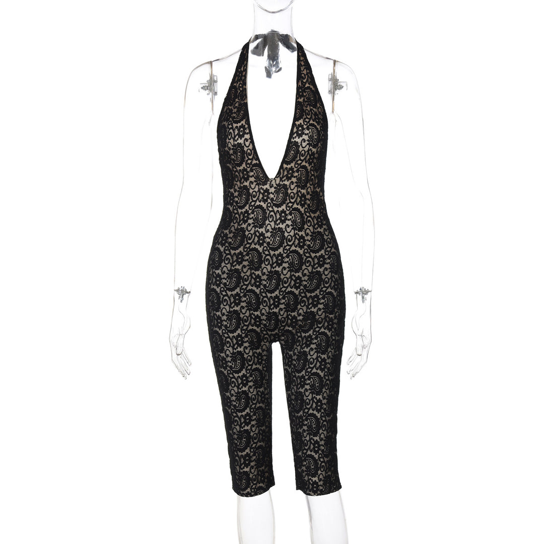 Damen Eleganter Jumpsuit aus feiner Spitze EB