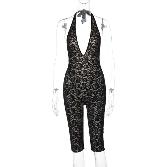 Damen Eleganter Jumpsuit aus feiner Spitze EB