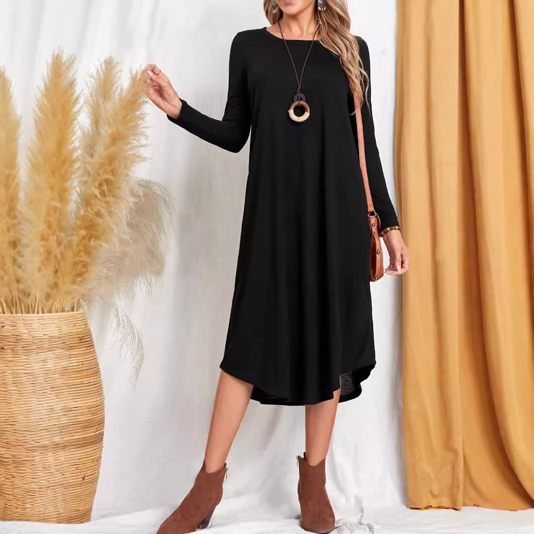 Damen Freizeit-Maxikleid mit praktischen Taschen und lockerem Schnitt EB