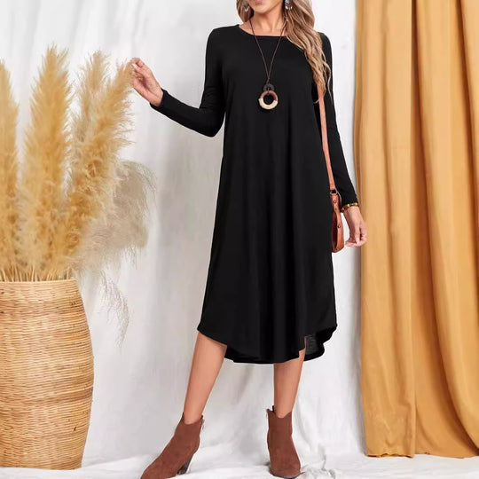 Damen Freizeit-Maxikleid mit praktischen Taschen und lockerem Schnitt EB
