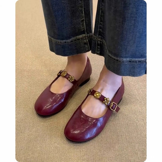 Damen elegante Ballerinas mit modischem Blüten-Akzent EB