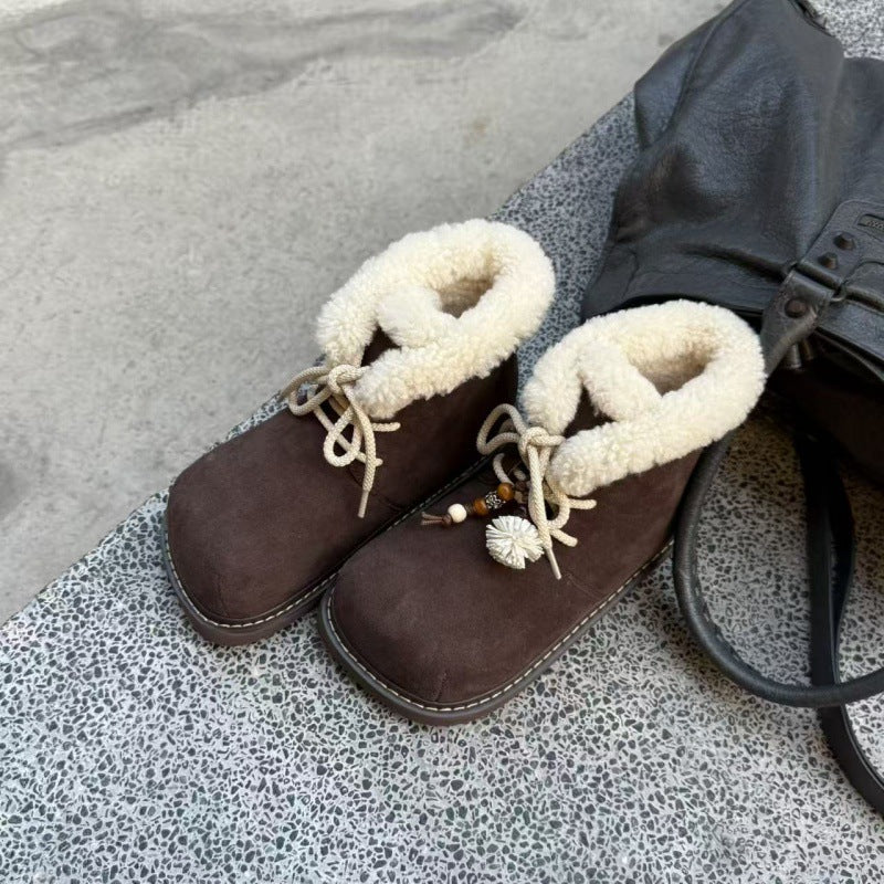 Damen Kuschelige Winterboots mit weichem Kunstfellkragen EB
