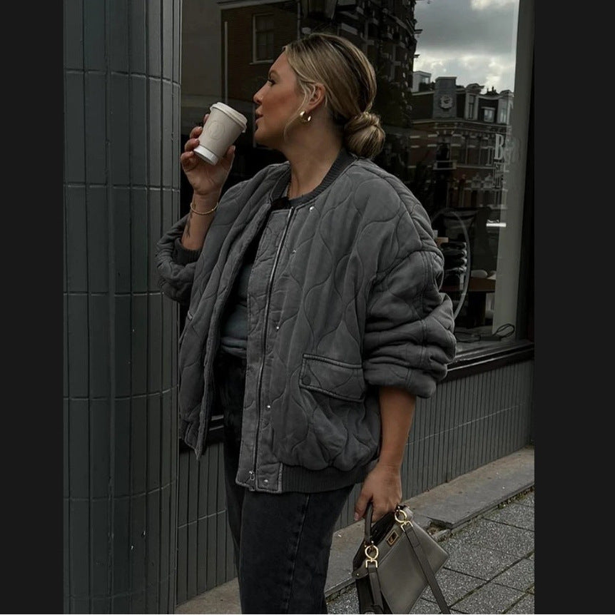 Damen Oversized gesteppte Bomberjacke EB
