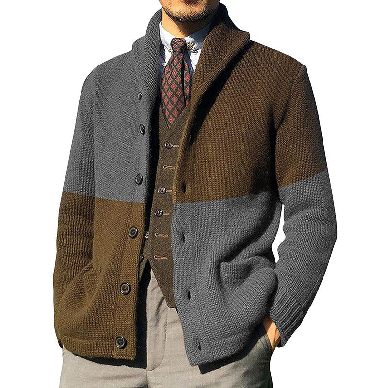 Herren modische Strickjacke mit anspruchsvoller Farbblockierung EB