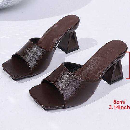 Damen Modische Klapp-Heels mit strukturiertem Blockabsatz EB
