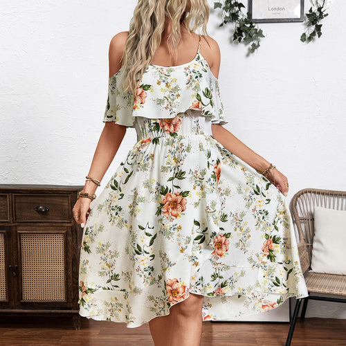 Damen Verspieltes Blumen-Überwurfkleid EB