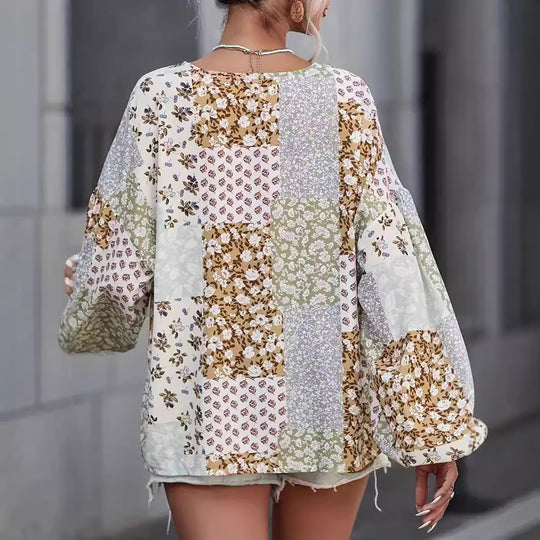 Damen Bluse mit einzigartigem Patchwork-Design EB
