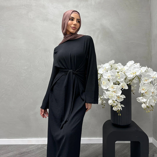 Damen Modisches Maxikleid aus fließendem Stoff mit weiten Ärmeln EB