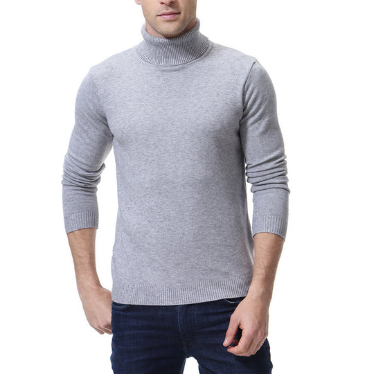 Herren nan schlanker Feinstrick-Rollkragenpullover aus Merino-Baumwollmix mit Rippenbündchen EB