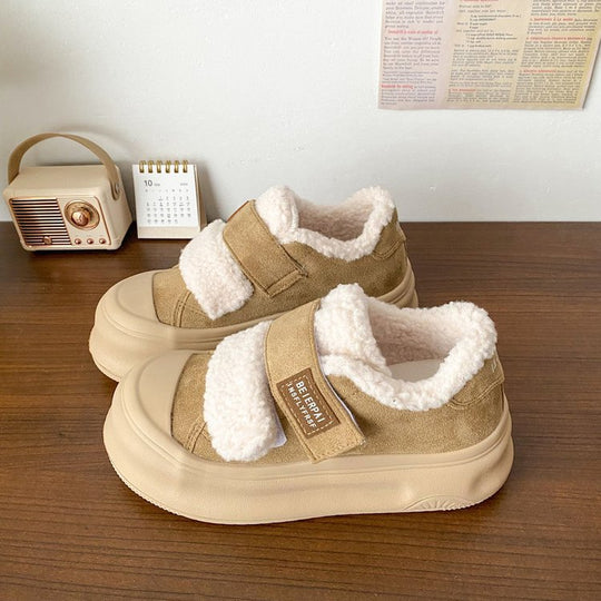 Damen Komfortable Sneaker mit weichem Fleece-Innenfutter und praktischem Klettverschluss EB