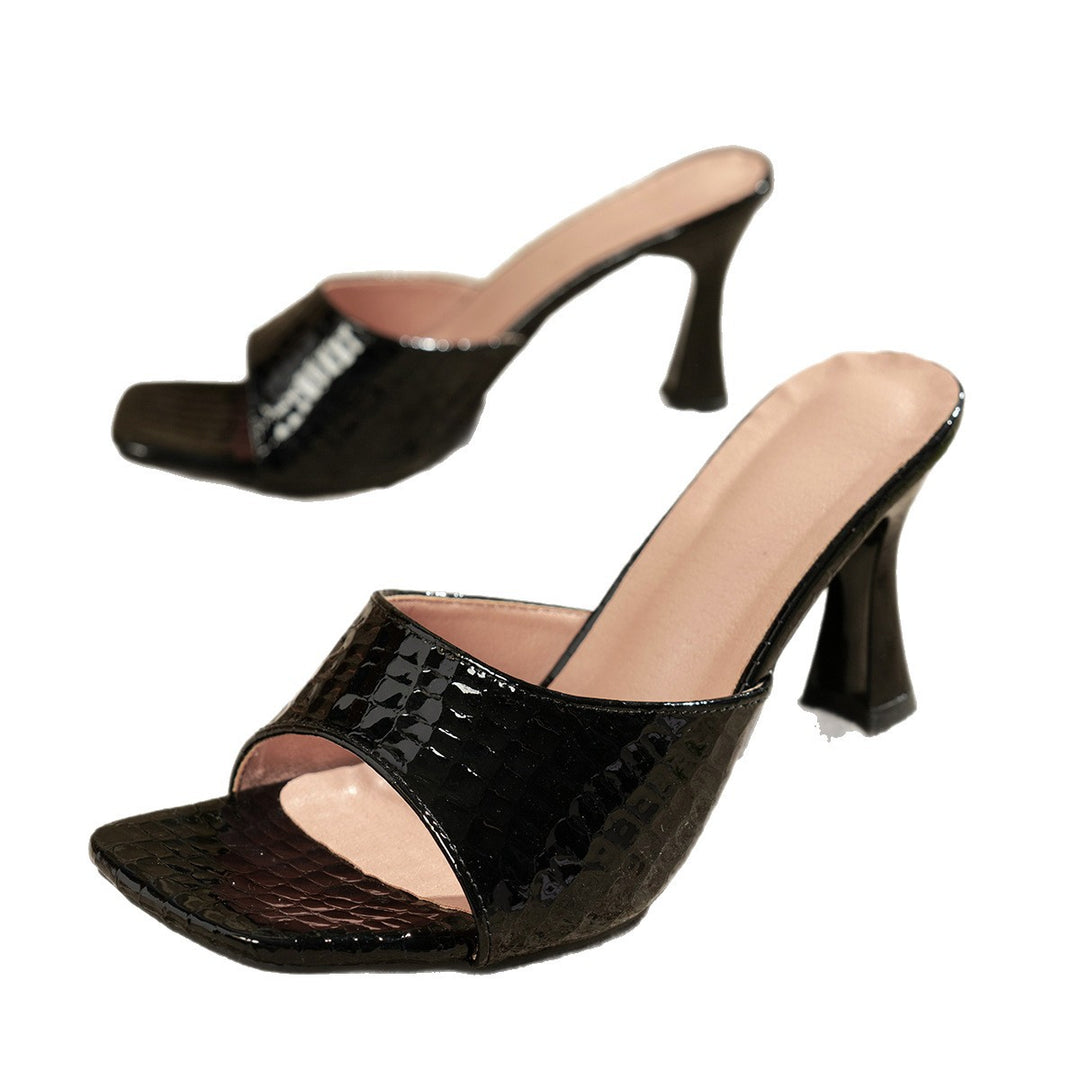 Damen Elegante High Heel Pantoletten mit geschwungenem Absatz EB