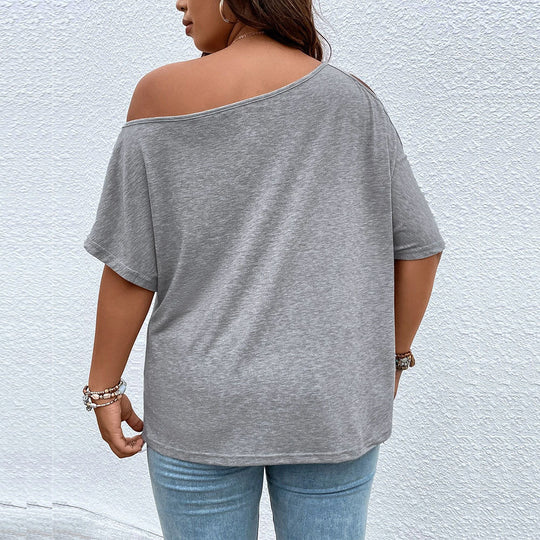 Damen lässiges Off-Shoulder T-Shirt mit modischen Trägerdetails EB