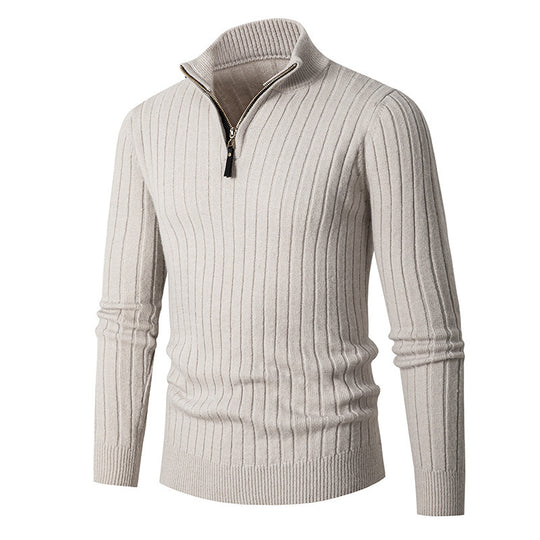 Herren Strickpullover mit hohem Kragen und Reißverschluss EB