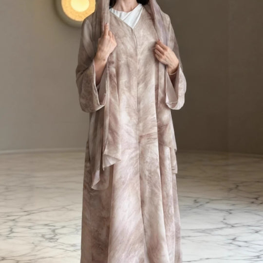 Damen nan langes fließendes Kapuzenkaftan Kleid mit weitem Arm und mehrlagigem Chiffon EB