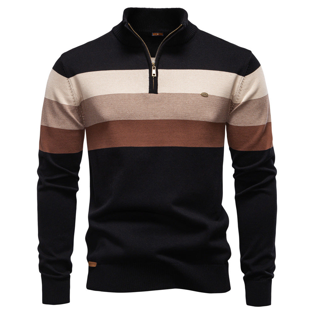 Herren Sweatpullover mit modernem Kurzreißverschluss und stilvollen Farbblockstreifen EB